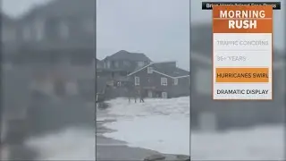 Homes on North Carolina's Outer Banks collapse due to hurricanes in the Atlantic