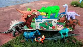 Unbox Gear crocodile toys play with Godzilla dog dinosaur cow #aza555