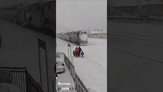 Amtrak arriving in Truckee during snowstorm #train #truckee #amtrak