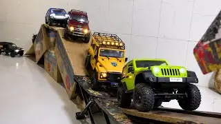 RC Crawler Ramp Challenge | Jeep vs Defender, Toyota, Pajero, Hilux Drive Extreme Indoor Climb 🚙🔥
