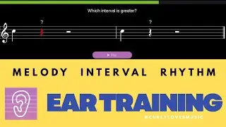 5 minute Ear Training Exercise - Melody +Interval +Rhythm - Level 1 (Earpeggio) Music theory