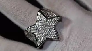 Silver Iced out ring | Diamond Star Ring | Mens Iced Out Ring | Star ring | Iced Out Star Ring