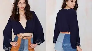 DIY HOW TO MAKE A Trumpet Sleeve Crop Blouse ( Easy Sewing)