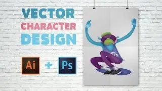 Skater Vector Character Design Digital Painting Process in Adobe Illustrator