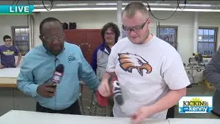 Kenny visits the Carpentry & Robotics Class at Avon High School