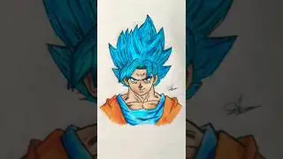 Goku easy Ssj god blue drawing #shorts #anime #drawing