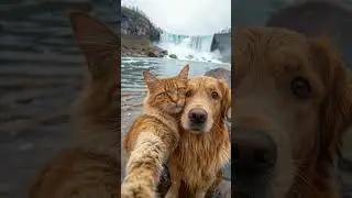 the selfie series part 14 #cat #dog #travel #funnymoments #waterfall