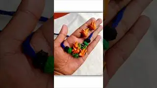 No Mold! No Machine! Palash Ful Clay Jewellery for Saraswati Puja 🌼 #diy #shorts