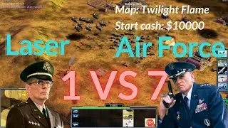 Laser 1 VS 7 Air Force Hard Bots AI map Twilight Flame C&C Generals Zero Hour Gameplay
