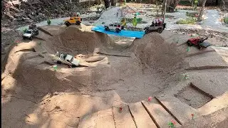 Rc cars racing on the mountain, crossing the bridge,Rc Remote Control MN128 MN82 Defender Tank 300
