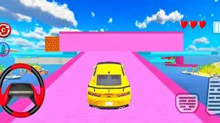 Car 3D Water Racing Track Stunt Game | Yellow Car Driving | Car Games | Car Racing Stunt Game 3D