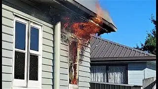 House on fire in Woolston - Christchurch