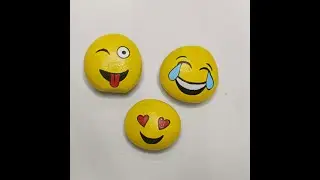 How To Paint Emoji's On Stone / Pebbles | Acrylic Painting | Emoji's Art | Easy Stone Painting