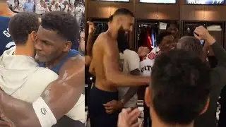 Timberwolves locker room scenes after eliminating Warriors to advance to WCF