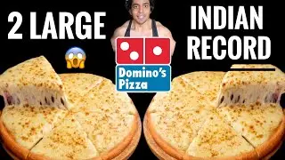 India's Most 😱 2 Large Dominos Cheese Margherita Pizza Eating Challenge [ Extended ]