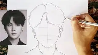 Контурный рисунок Шуги из BTS || Как нарисовать Шугу из BTS || Армия BTS