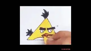 Easy Yellow Angry Bird Chuck Drawing_ step by step yellow angry bird Drawing #shorts #drawingshorts