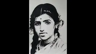 THE QUEEN | Pen & ink Portrait of Lata Mangeshkar |  #inkdrawing#inksketch#pendrawing#arttutorial