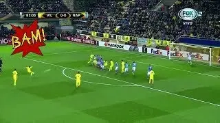 Amazing Freekick from Denis Suarez scores!Villarreal 1 0 Napoli Europa League 18 02 2016