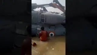 Indian Air Force Helicopter crash into water, while carrying flood relief supplies