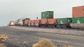 Union Pacific 8228 West, climbing the top of the Hills of Santa Teresa, New Mexico.