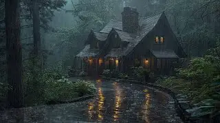 Soothing Heavy Rain Sounds Echoing Through The Forest For Relaxation And Better Sleep