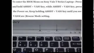 How to enter the BIOS Menu on Sony Vaio T Series Laptop