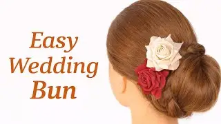 Elegant Clutcher Bun Hairstyle for Wedding | Easy Low Bun with Flowers