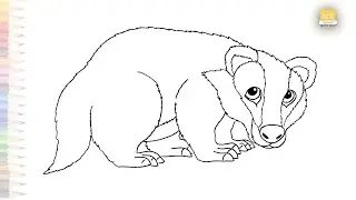 European badger drawings | Animal outline sketches | How to draw A badger step by step | #artjanag