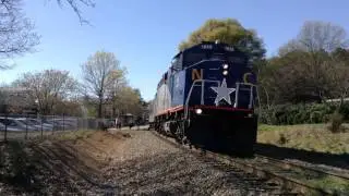 Amtrak 74 Departing Cary With Awesome Crew, And New Crossing Bells, 3-18-2016