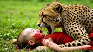 Rescue story: baby miraculously saved from cheetah | Leopard attacks Baby #rescue #animals #cartoon