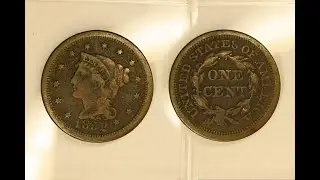 U.S. Coins: 1852 (P) Braided Hair Liberty Head Large Cent, Philadelphia Mint