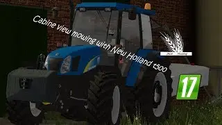 Fs17 cabine view mowing with NH t5000