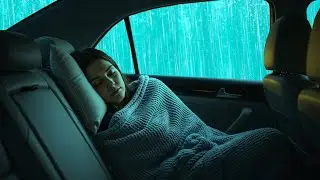 Insomnia Relief 🌧️ Powerful Rain & Thunderstorm on Car in Deep Dark Forest Night