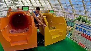 Yellow Tube Water Slide at Aquaticum Debrecen Hungary