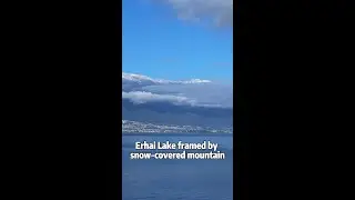 Beautiful scenery of Erhai Lake framed by snow-covered mountain