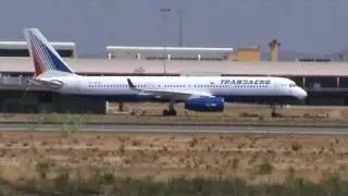 Tupolev Tu-214 Transaero Airlines RA-64518 taxing at Faro International Airport