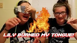 BLINDFOLDED NO SMELL TASTE CHALLENGE! (With headphones on!)