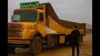 Super Cleaning A Disaster Mercedes-Benz trailer Truck | truck wash video