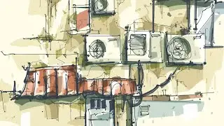 Paper53 | Backlane urban sketch digital painting.