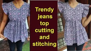 ആലിയ കട്ട് ജീൻസ് ടോപ്പ് വെട്ടിത്തയ്ക്കാം/Trending Short Kurti cutting and stitching step by step