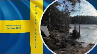 Winter freeze, Winter Hot tent Hammocking in Sweden