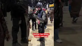 How cool is this Cap - Winter Soldier cosplay mashup?!?! #captainamerica #cosplay #wintersoldier