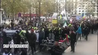 Manifestation gilets jaune es citoyen en col&egrave;re d&eacute;part Daumesnil direction Sacr&eacute;-C&oelig;ur