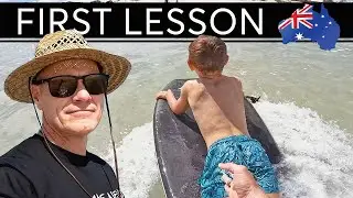 Father & Son Have Their FIRST BOOGIE BOARD Lesson!
