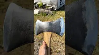 Vintage double gets a new hang 🍀 #axes #doublebit #vintageaxe #axerestoration