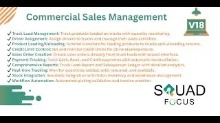 Commercial Sales Management || Odoo modules || Odoo 18 || Squad Focus
