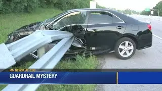 Driver missing after car impaled on guardrail