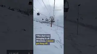 Ski lift malfunctions, swings wildly with passengers onboard #shorts