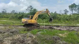 Keren...!Skill Operator Excavator Meratakan Tanah rawa